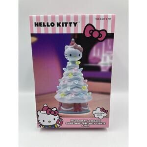 NEW Hello Kitty Ceramic Christmas Tree with Multi Colors 6" Light-Up Battery HTF
